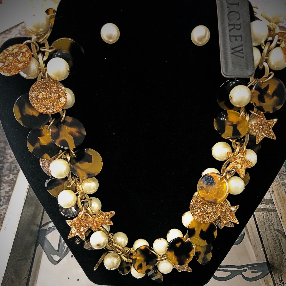 J.Crew Tortoise cluster necklace NWT